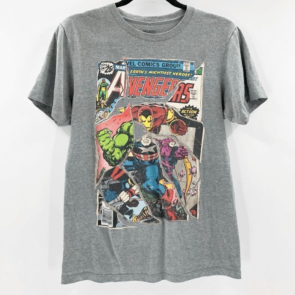 Marvels Men's Gray Avengers Graphic Basic Tee T Shirt Size S